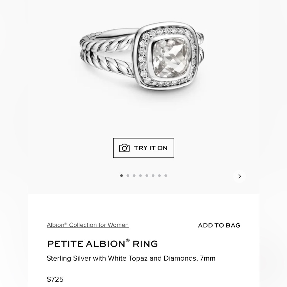 David Yurman petite Albion white topaz ring